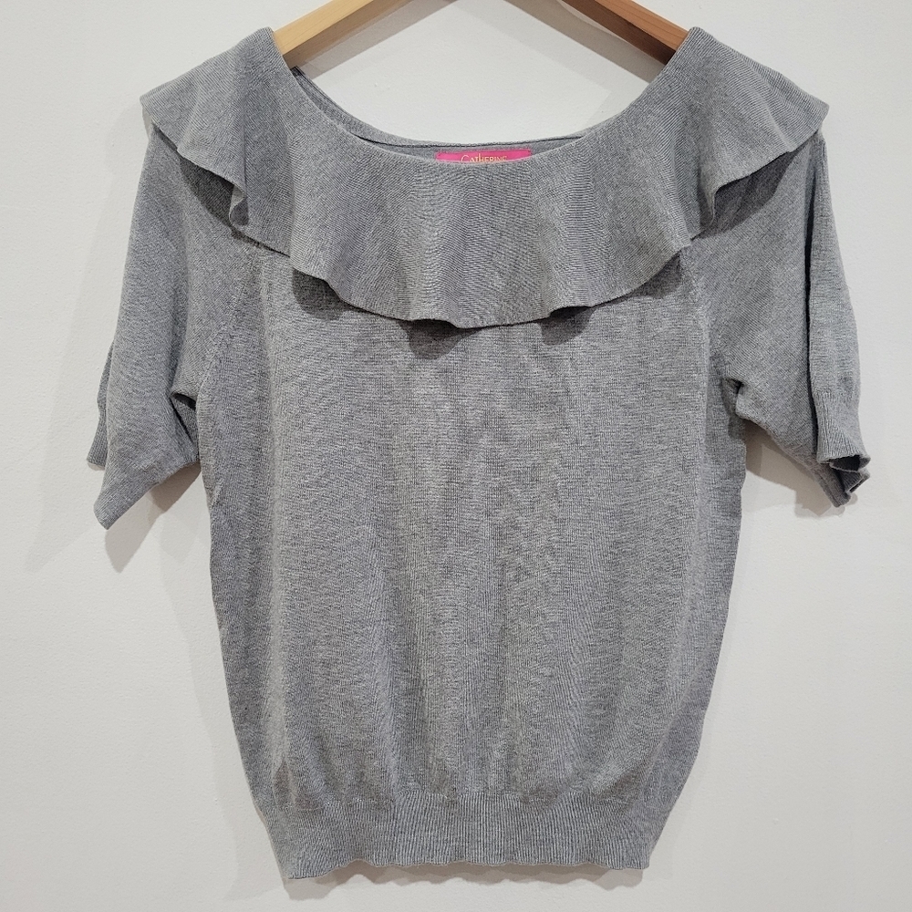 Catherine Malandrino grey short sleeve blouse size m